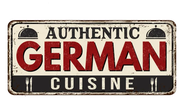 Authentic german cuisine vintage rusty metal sign — Stock Vector