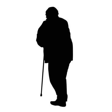 Sopalı yaşlı adam silueti 