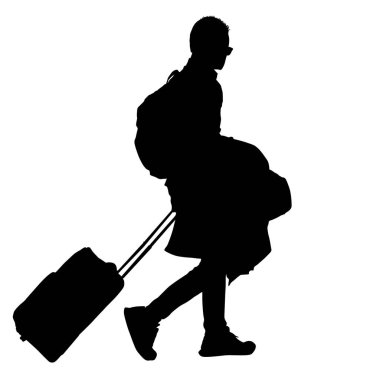 Beyaz arka planda, vektör çizim arabası ile seyahat etmek siluet