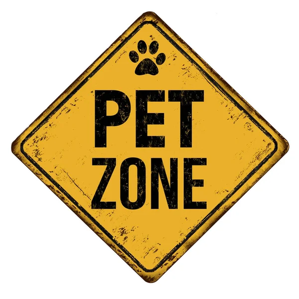 Zone pour animaux de compagnie vintage rouillé signe métallique — Image vectorielle