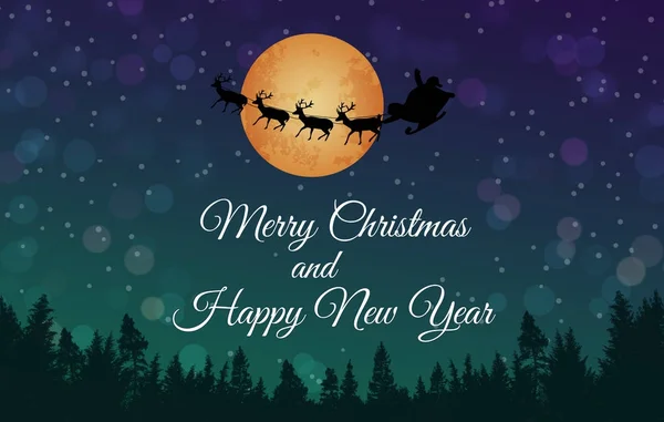 Buon Natale e felice anno nuovo sfondo con la slitta di Babbo Natale — Vettoriale Stock