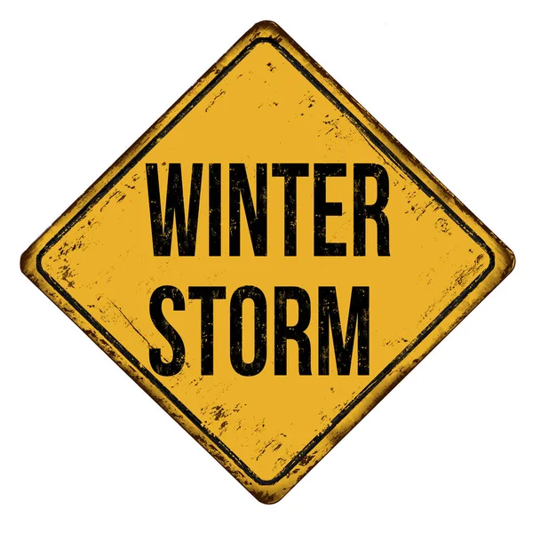 Winter storm vintage roestige metalen teken — Stockvector