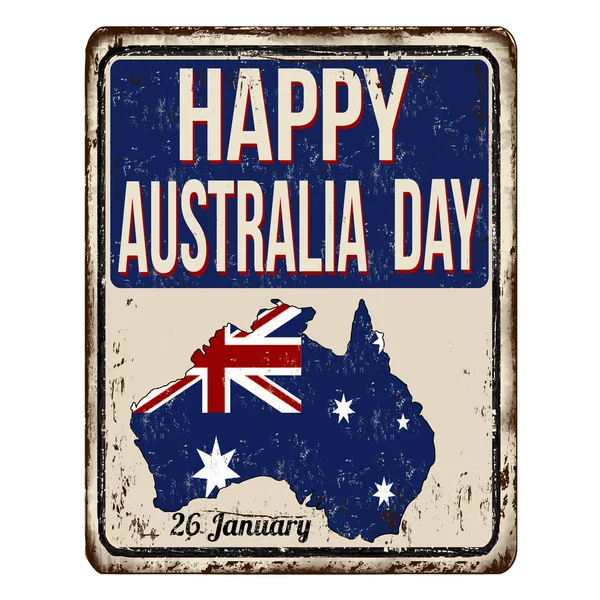 幸せなオーストラリアの日ビンテージさびた金属の記号 — ストックベクタ
