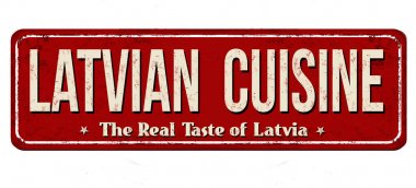 Letonya mutfağı vintage paslı metal işareti