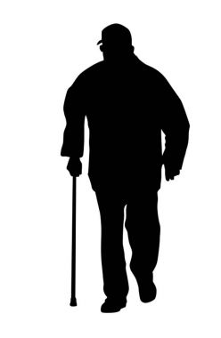 Bastonlu yaşlı adam yürüyor