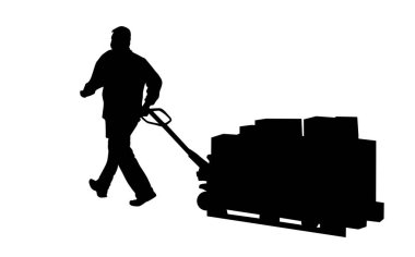 Bir el arabası kutulara taşıyan teslimatçı