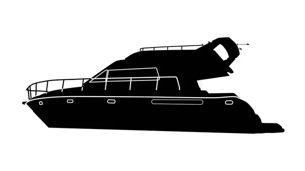 Luxusní Motorový Člun Silueta Bílém Pozadí Vektorové Ilustrace — Stockový vektor