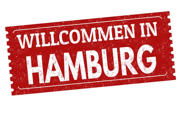 Willkommen in hamburg (auf deutsch) grunge rubber stamp — Stockvektor