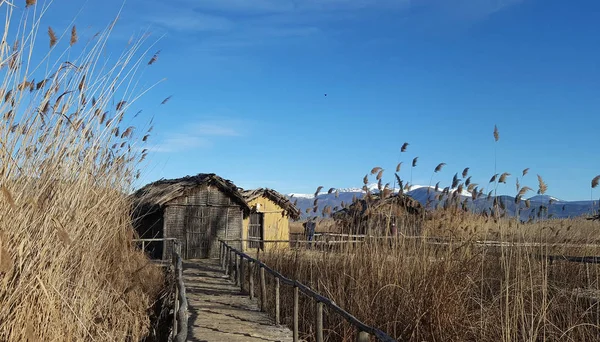 Доисторическое поселение Фелио у озера Орестиада (Феория, Греция) ) — стоковое фото