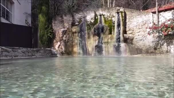 Waterfall Pool Thermal Spring Loutra Pozar Aridaia Macedonia Greece — Stock Video