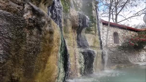 Waterfall Pool Thermal Spring Loutra Pozar Aridaia Macedonia Greece — Stock Video