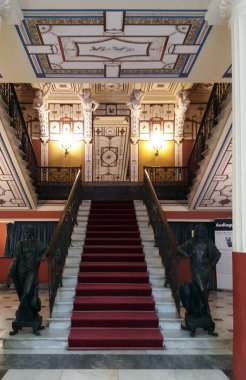 CORFU, GREECE- January 21, 2018: The main staircase in Achilleion palace of Empress of Austria Elisabeth of Bavaria, in Corfu island, Greece clipart