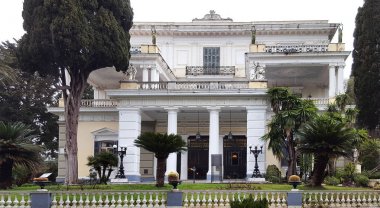 CORFU, GREECE- January 21, 2018: Achilleion palace of Empress of Austria Elisabeth of Bavaria in Corfu island, Greece clipart