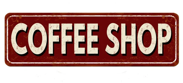 Kahve Dükkanı vintage paslı metal işareti — Stok Vektör