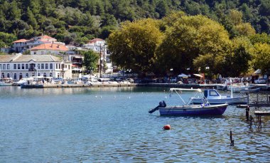 Thassos Town (Limenas), Thassos Island, Yunanistan Thassos, Yunanistan - 12 Eylül 2015: güzel manzara