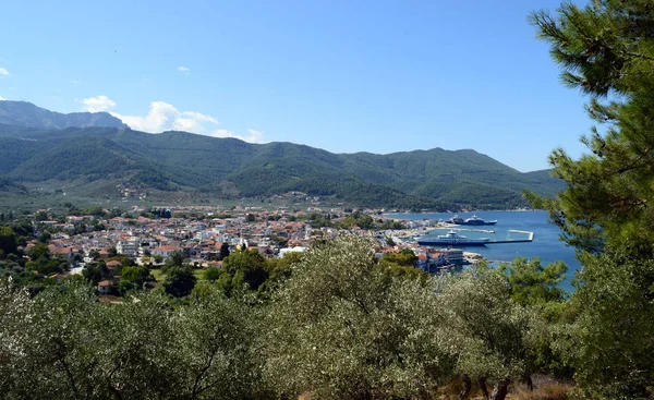 Güzel manzara Thassos Town (Limenas), Thassos Island, Yunanistan — Stok fotoğraf