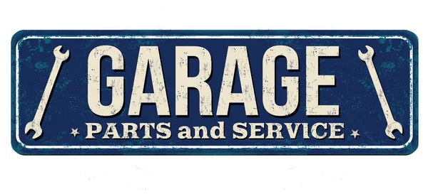 Garagem vintage sinal de metal enferrujado — Vetor de Stock