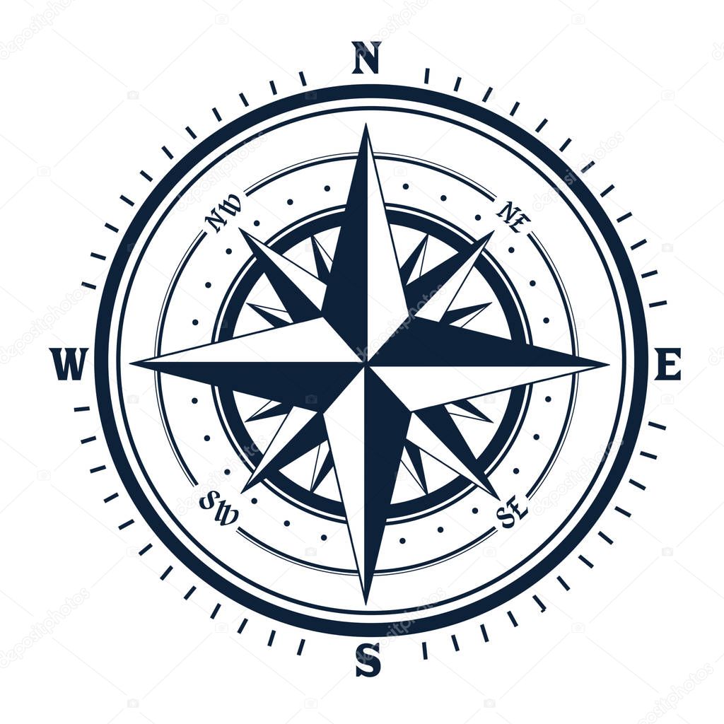 Compass icon on white background