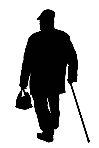Старик ходит с тростью — стоковый вектор
