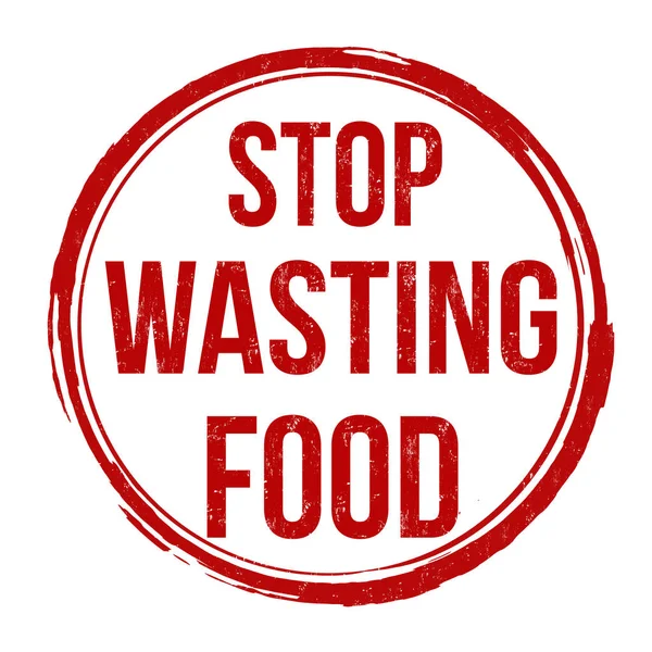 停止浪费食物垃圾橡皮戳 — 图库矢量图片