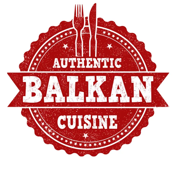 Authentic balkan cuisine grunge rubber stamp — Stock Vector