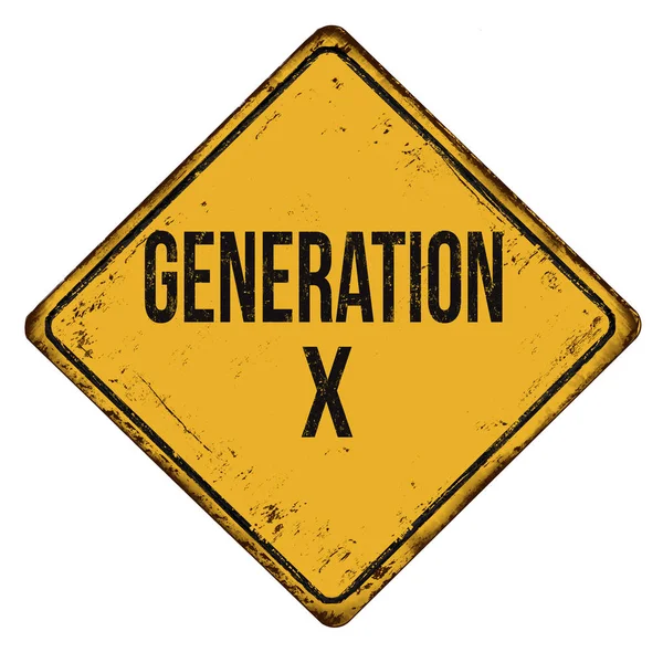 Generazione X segno metallo arrugginito vintage — Vettoriale Stock