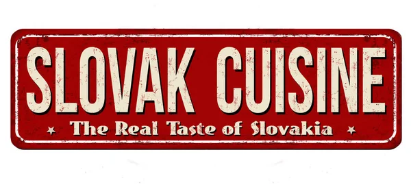 Slovak cuisine vintage rusty metal sign — Stock Vector