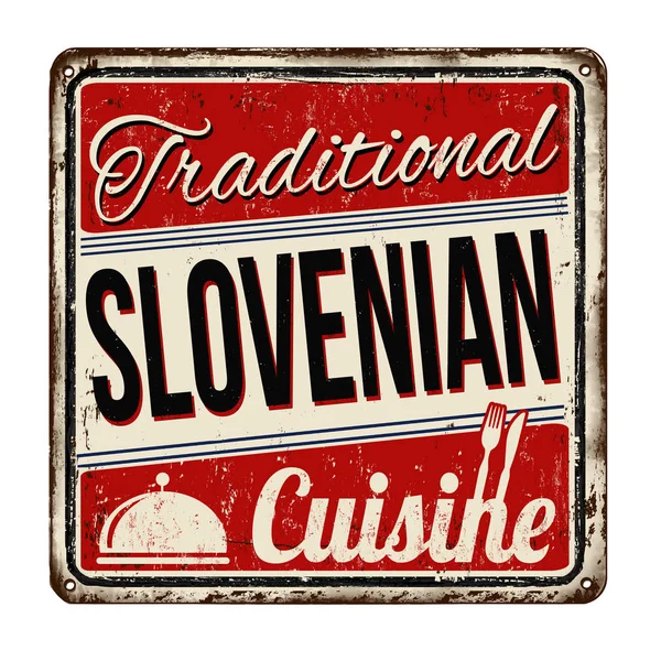 Geleneksel Sloven mutfağı vintage paslı metal işareti — Stok Vektör