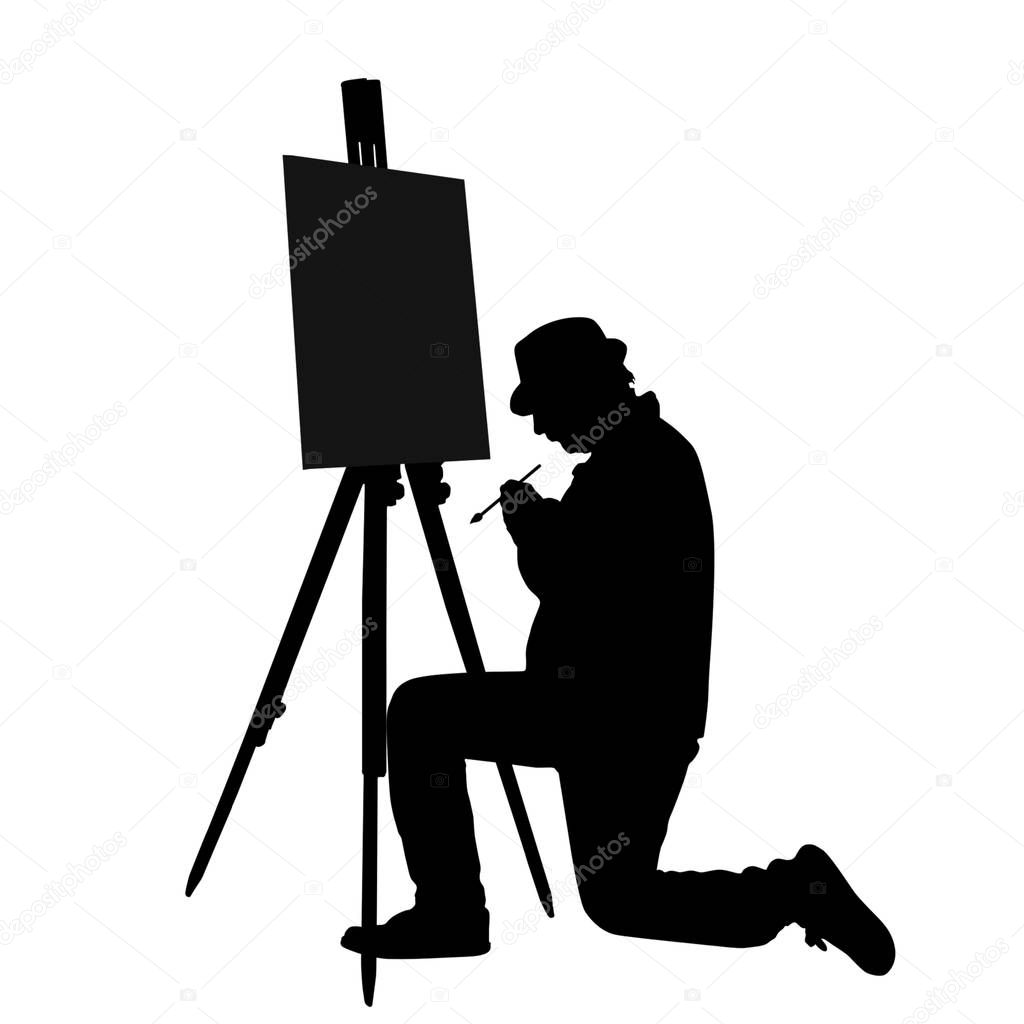 Artist at work silhouette