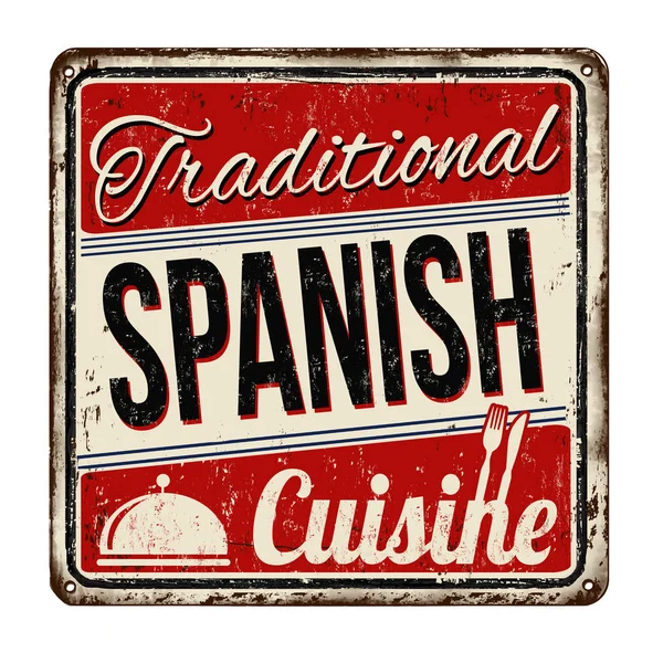 Cozinha espanhola tradicional vintage sinal de metal enferrujado — Vetor de Stock