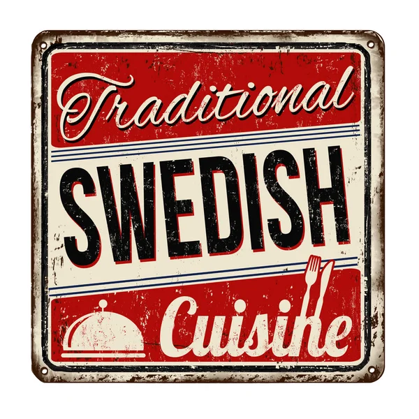 Plaque métal rouillé vintage cuisine suédoise traditionnelle — Image vectorielle