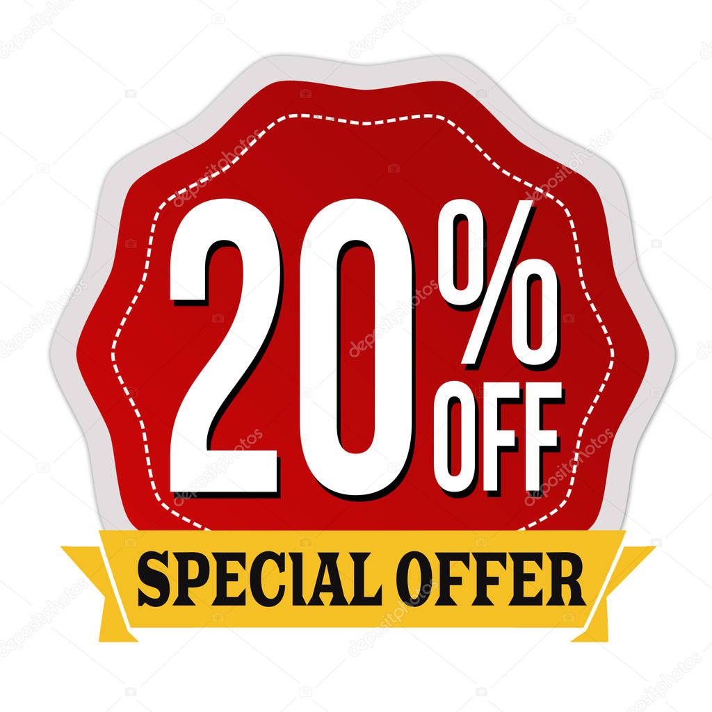 Special offer 20% off label or sticker 