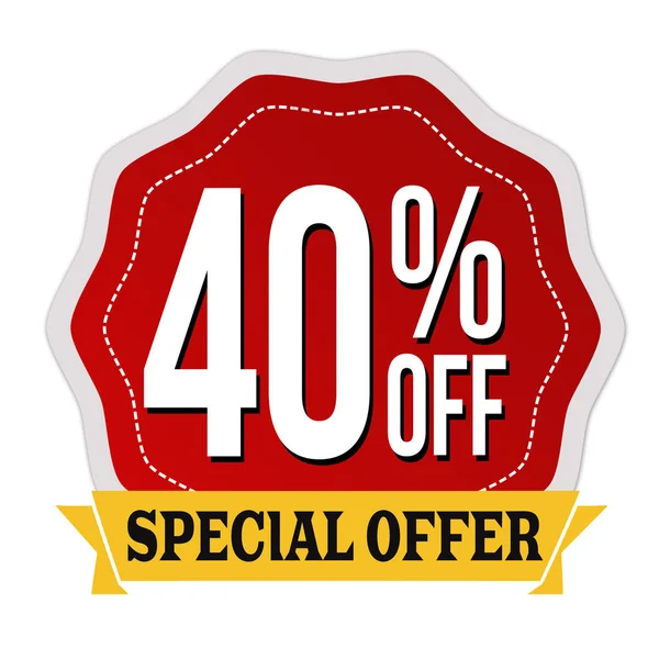 Special offer 40% off label or sticker — Stock Vector