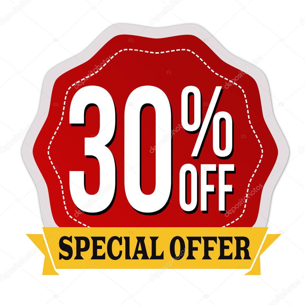 Special offer 30% off label or sticker