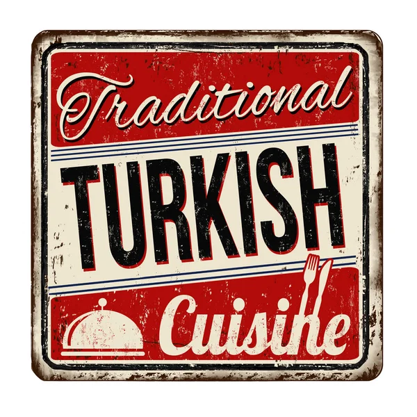 Traditionele Turkse gerechten vintage roestige metalen teken — Stockvector