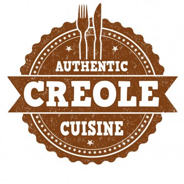 Authentic creole cuisine grunge rubber stamp clipart