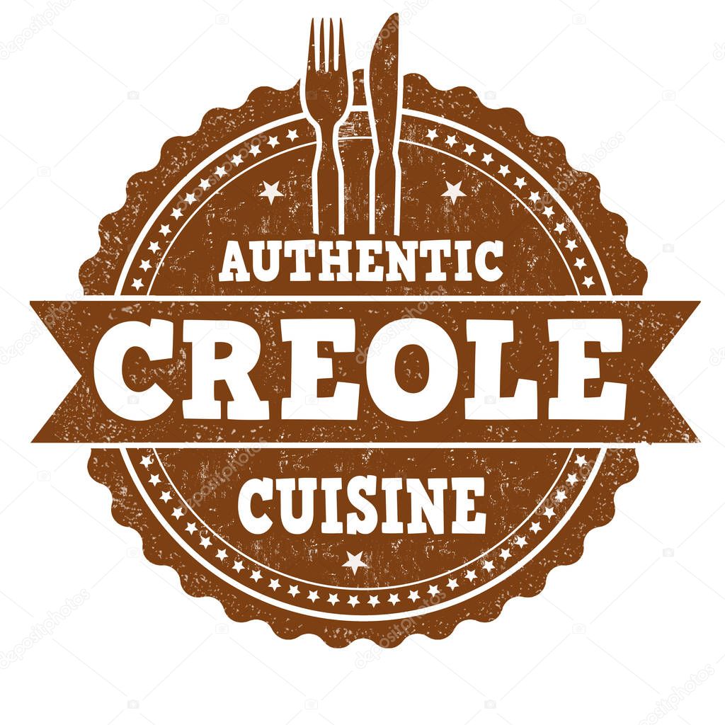 Authentic creole cuisine grunge rubber stamp