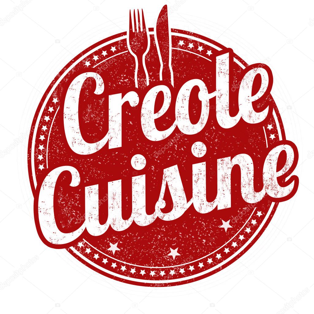 Creole cuisine grunge rubber stamp