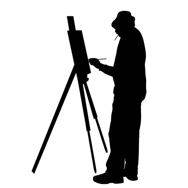 Artista al lavoro silhouette — Vettoriale Stock