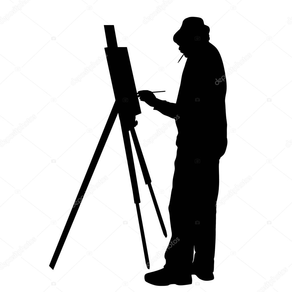 Artist at work silhouette 