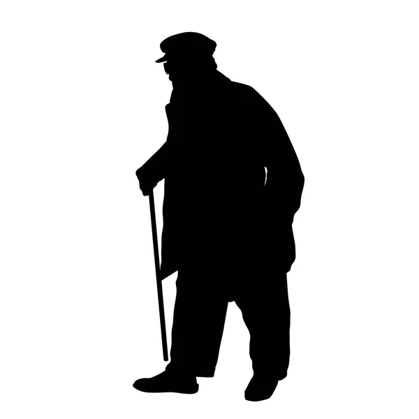 Silhouette Eines Alten Mannes Auf Weißem Hintergrund Vektorillustration — Stockvektor