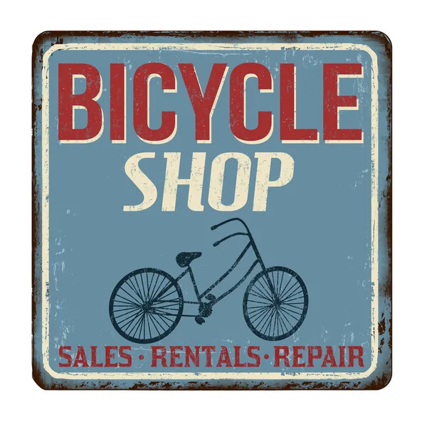 Magasin de vélos vintage rouillé signe métallique — Image vectorielle
