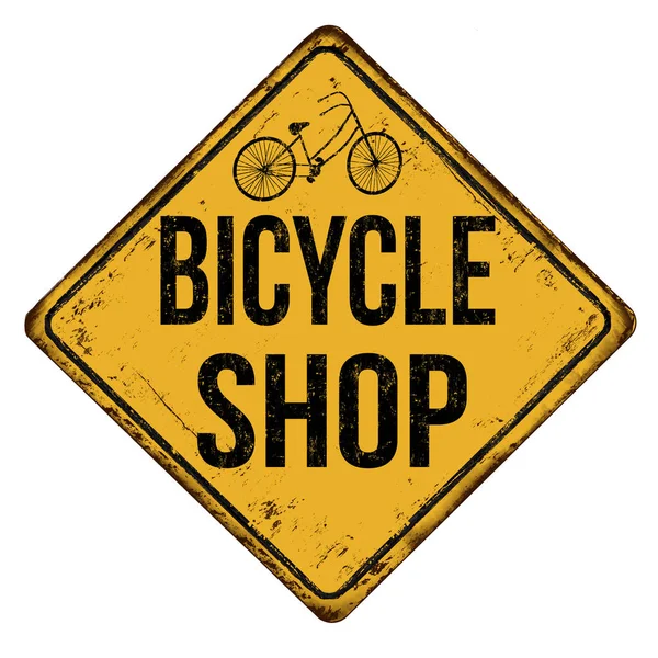 Bicycle shop vintage rusty metal sign — Stock Vector