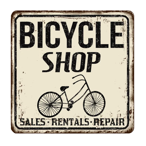 Bicicleta loja vintage metal enferrujado sinal — Vetor de Stock