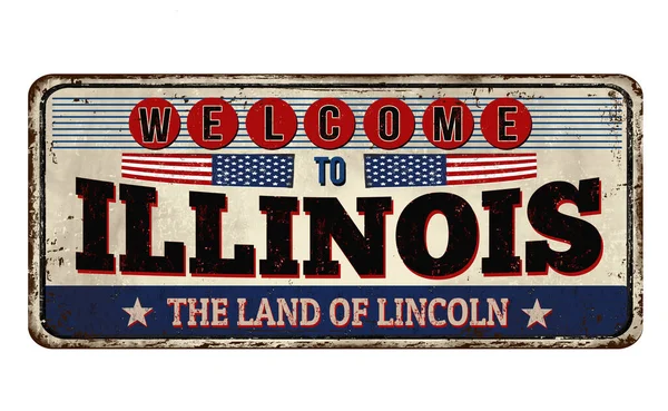 Welkom in Illinois vintage roestig metalen bord — Stockvector