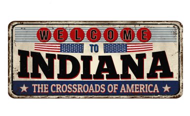 Indiana klasik paslı metal tabelasına hoş geldiniz.