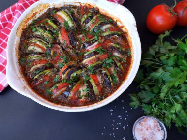 Ratatouille 'de. Geleneksel Fransız Provencal sebze yemeği