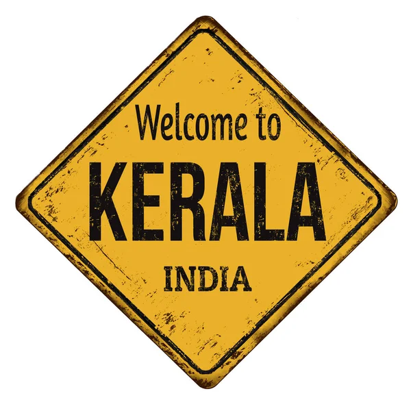 Welcome to Kerala vintage rusty metal sign — Stock Vector
