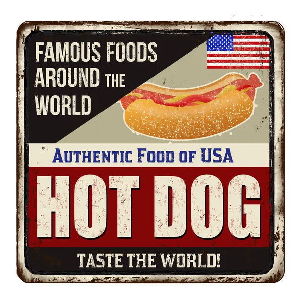 Hot Dogs vintage rusty metal sign — Stock Vector