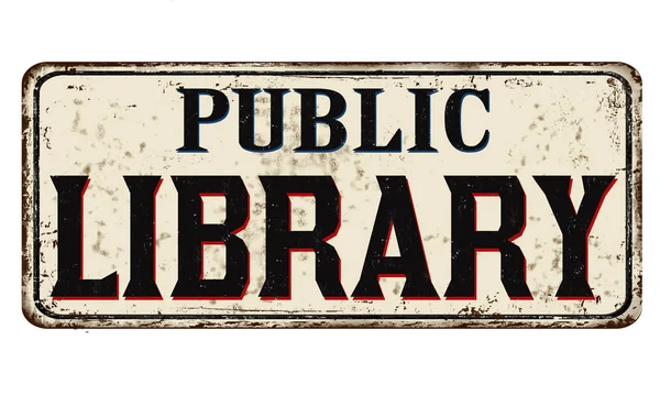 Közkönyvtár vintage rozsdás fém felirat — Stock Vector